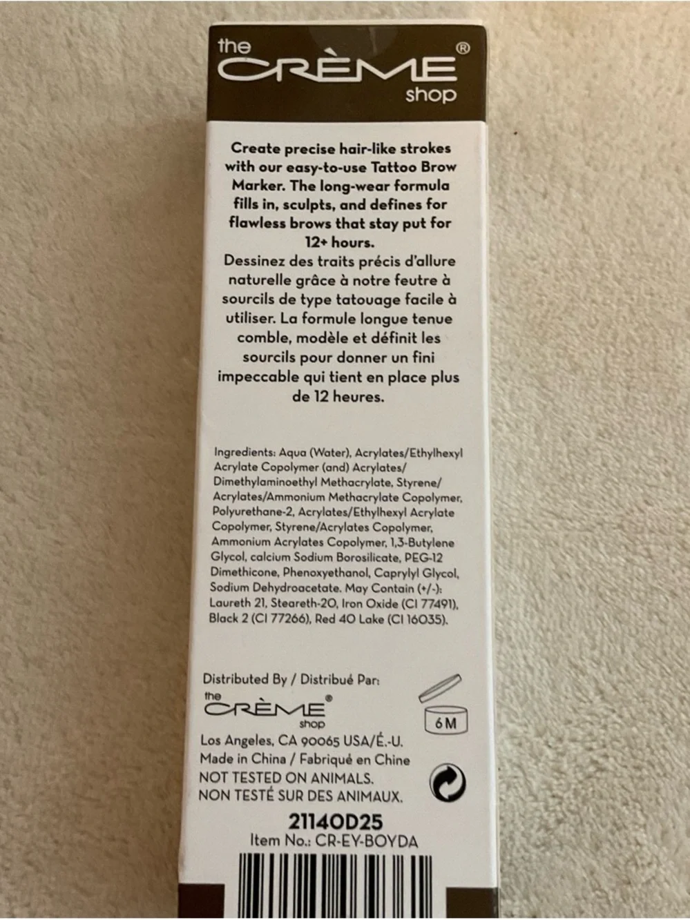 The Crème Shop Tattoo Brow Marker - Deep Brown